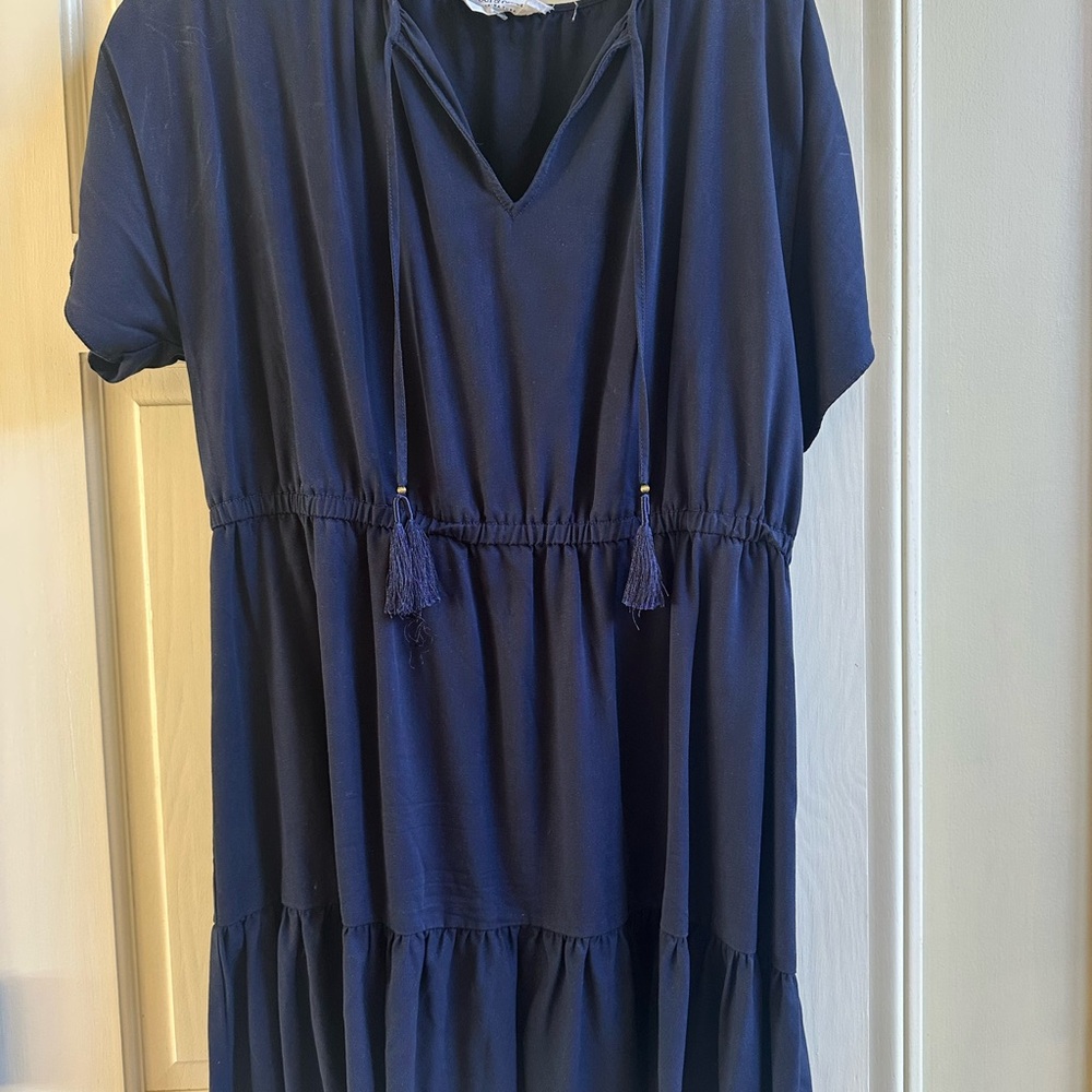 Trina Turk Navy Blue Dress with V-Neck